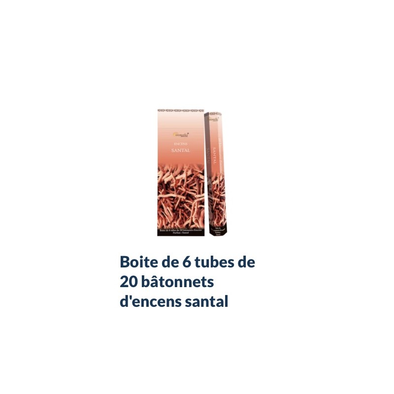 Boîte 6 tubes de 20 bâtonnets d'encens SANTAL