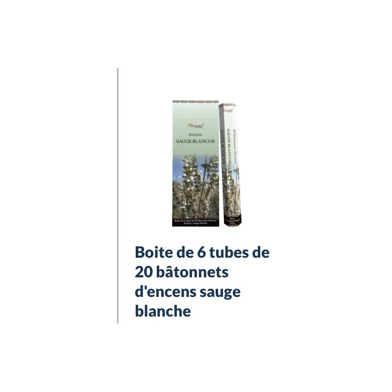 Boîte de 6 tubes Aromatika de 20 bâtonnets d'encens SAUGE BLANCHE