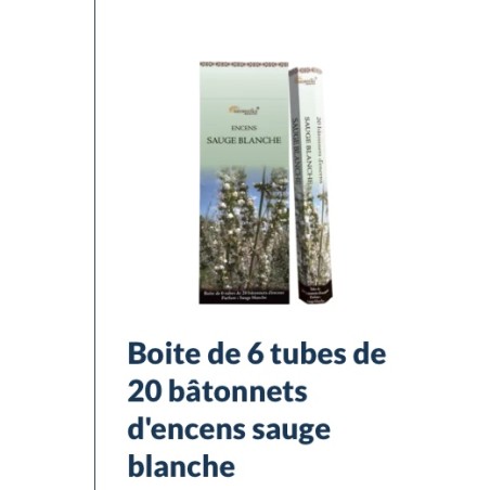 Boîte de 6 tubes Aromatika de 20 bâtonnets d'encens SAUGE BLANCHE