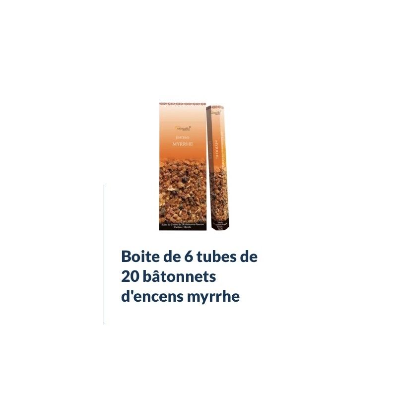 Boîte de 6 tubes Aromatika de 20 bâtonnets d'encens MYRRHE